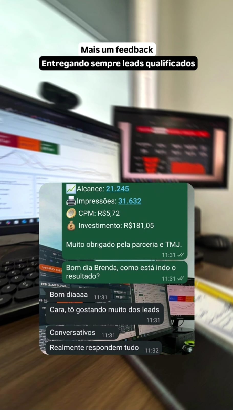 Feedback de cliente sobre custo por mensagem